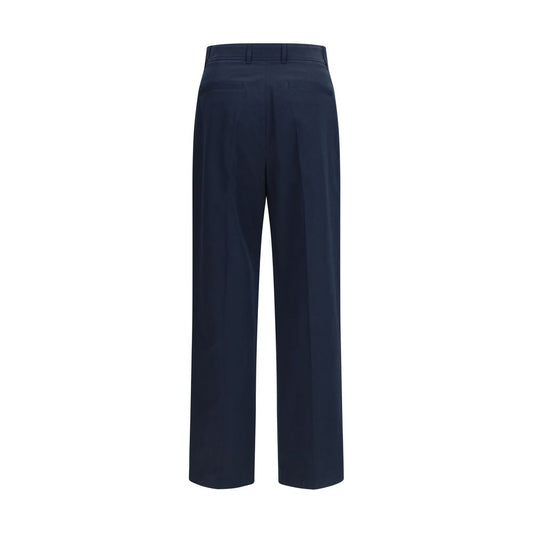 Blue Cotton Casual Pants