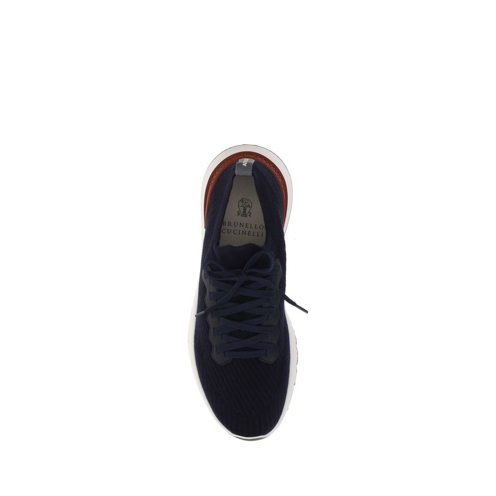 Blue Cotton Low Top Sneakers