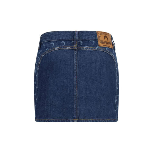 Blue Cotton Mini Skirt
