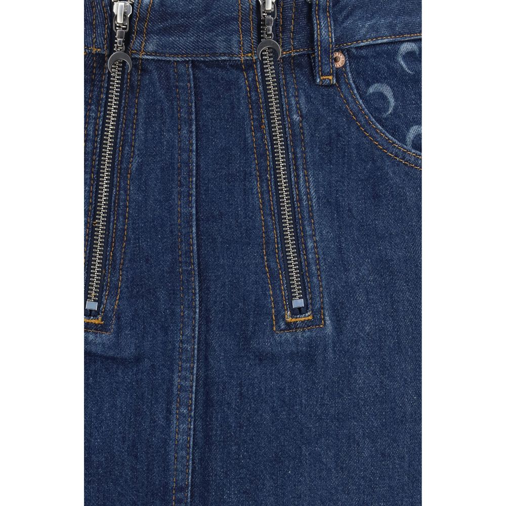 Blue Cotton Mini Skirt