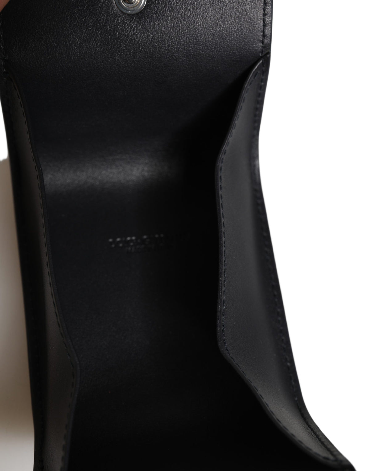 Black Calfskin Leather Logo Print Bifold CoinPurse Wallet