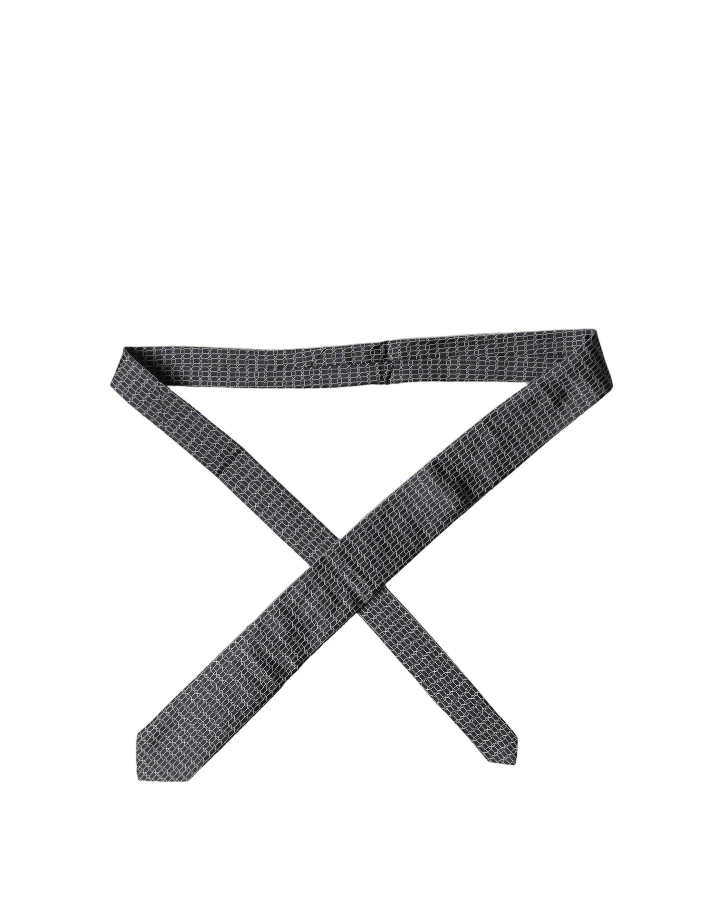 Black Geometric DG Silk Adjustable Men Tied Necktie Tie