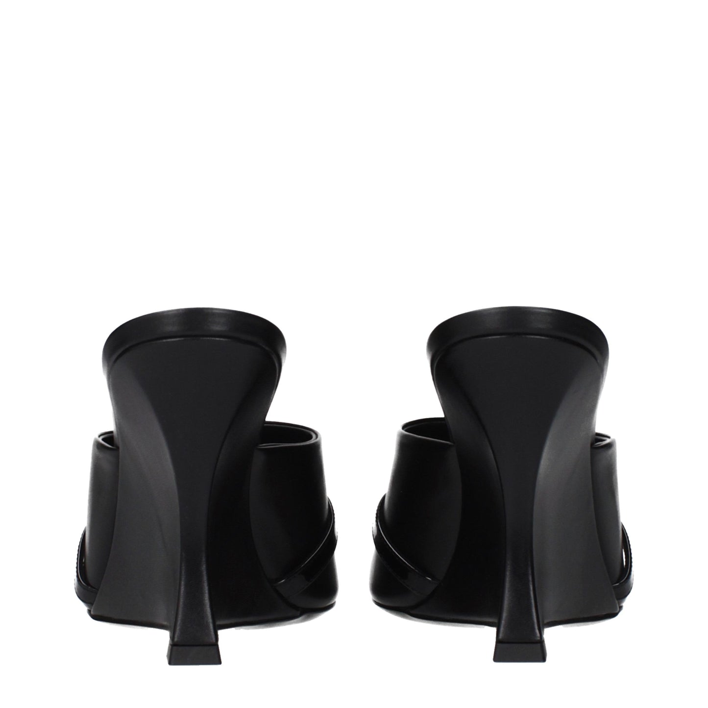 Black Leather Wedge Sandals