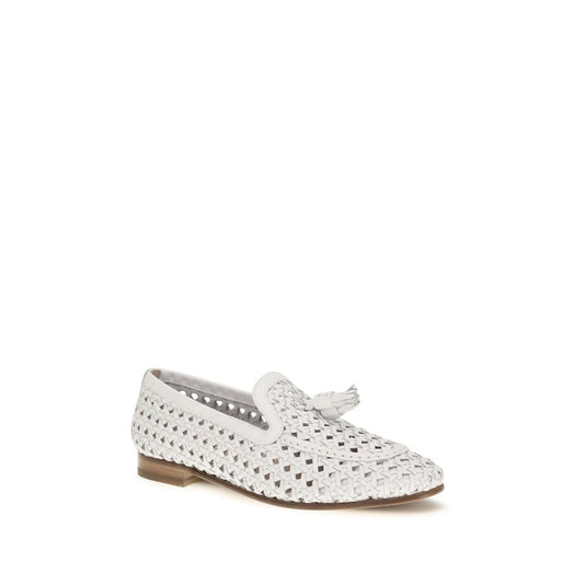 White Calf Leather Bos Taurus Slip-On Loafers