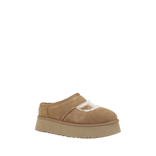 Beige Leather Flats