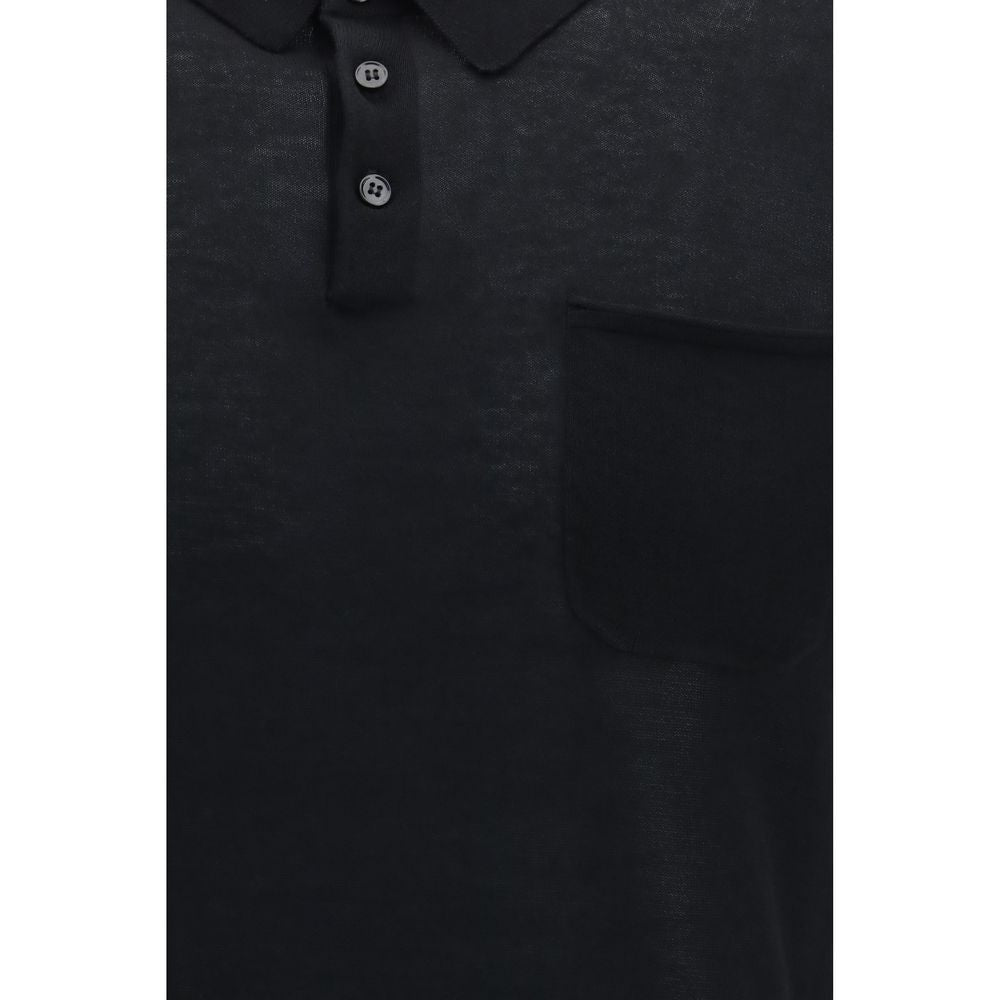 Black Cotton Polo Shirt