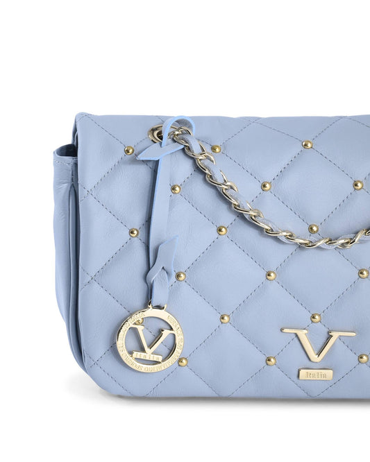 Blue Leather Shoulder Bag