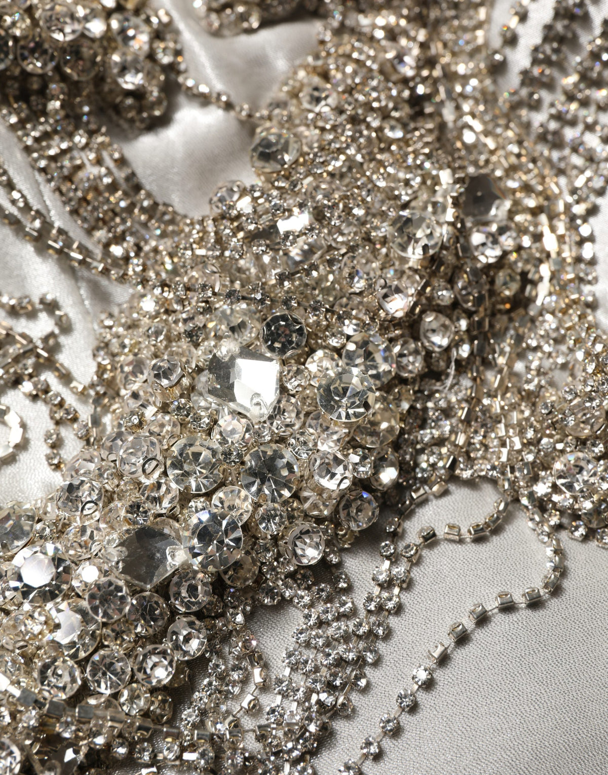 Silver Crystal Embellished EveningGown Dress
