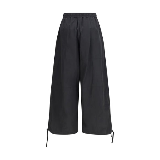 Black Polyester Casual Pants