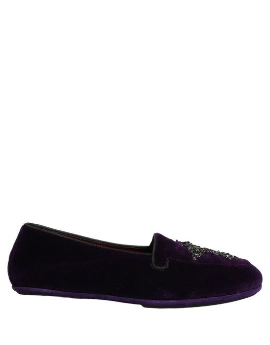Violet Suede Embellished Dress Loafers Shoes