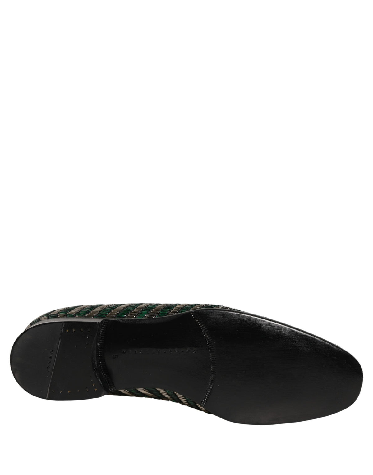 Silver Green Embellished Dress Loafers Shoes