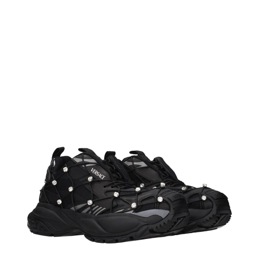 Black Fabric Chunky Sneakers