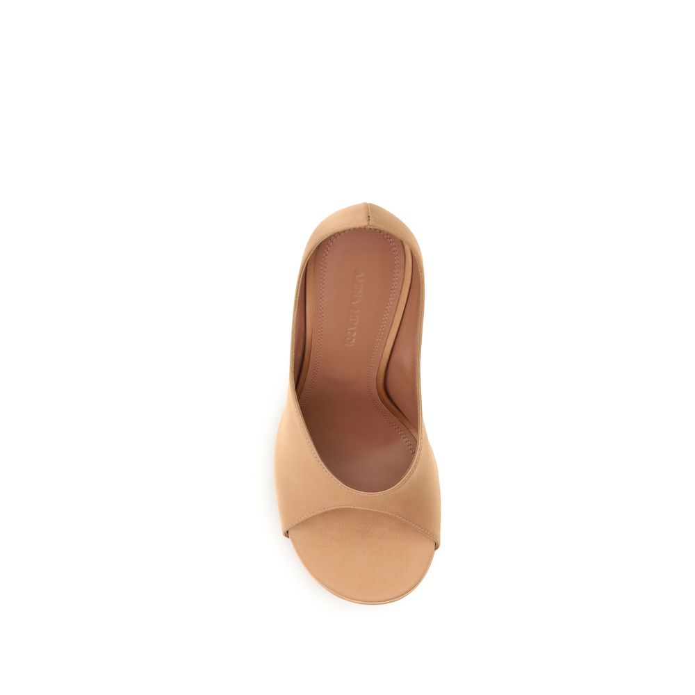 Beige Silk Platform Pumps