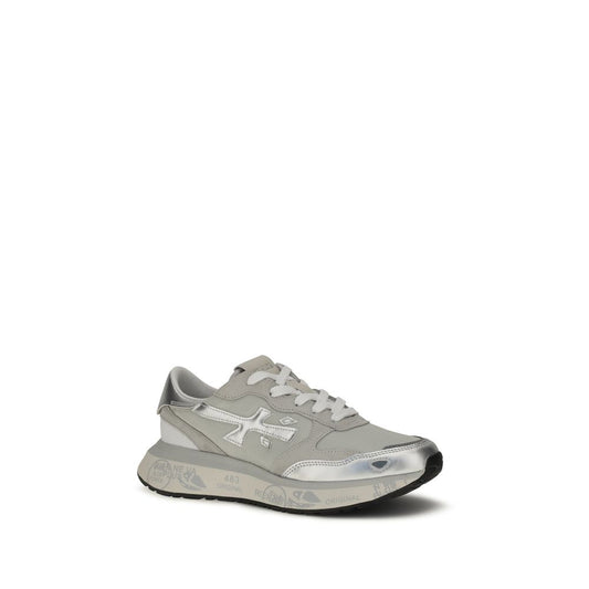 Silver Nylon Athletic Sneakers