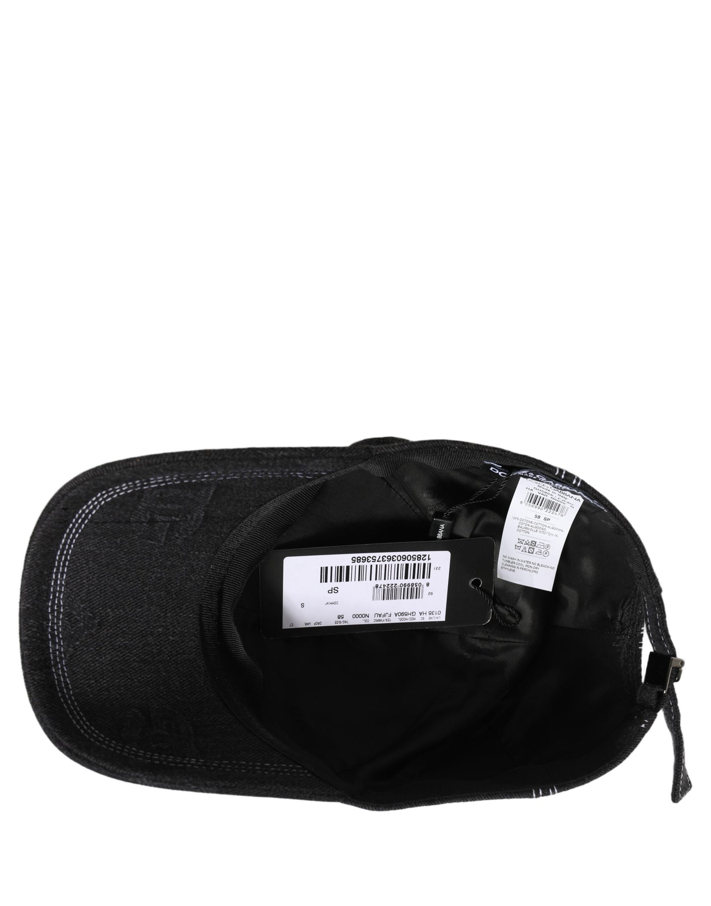 Men Black Cotton 6 Panel Baseball Capello Hat