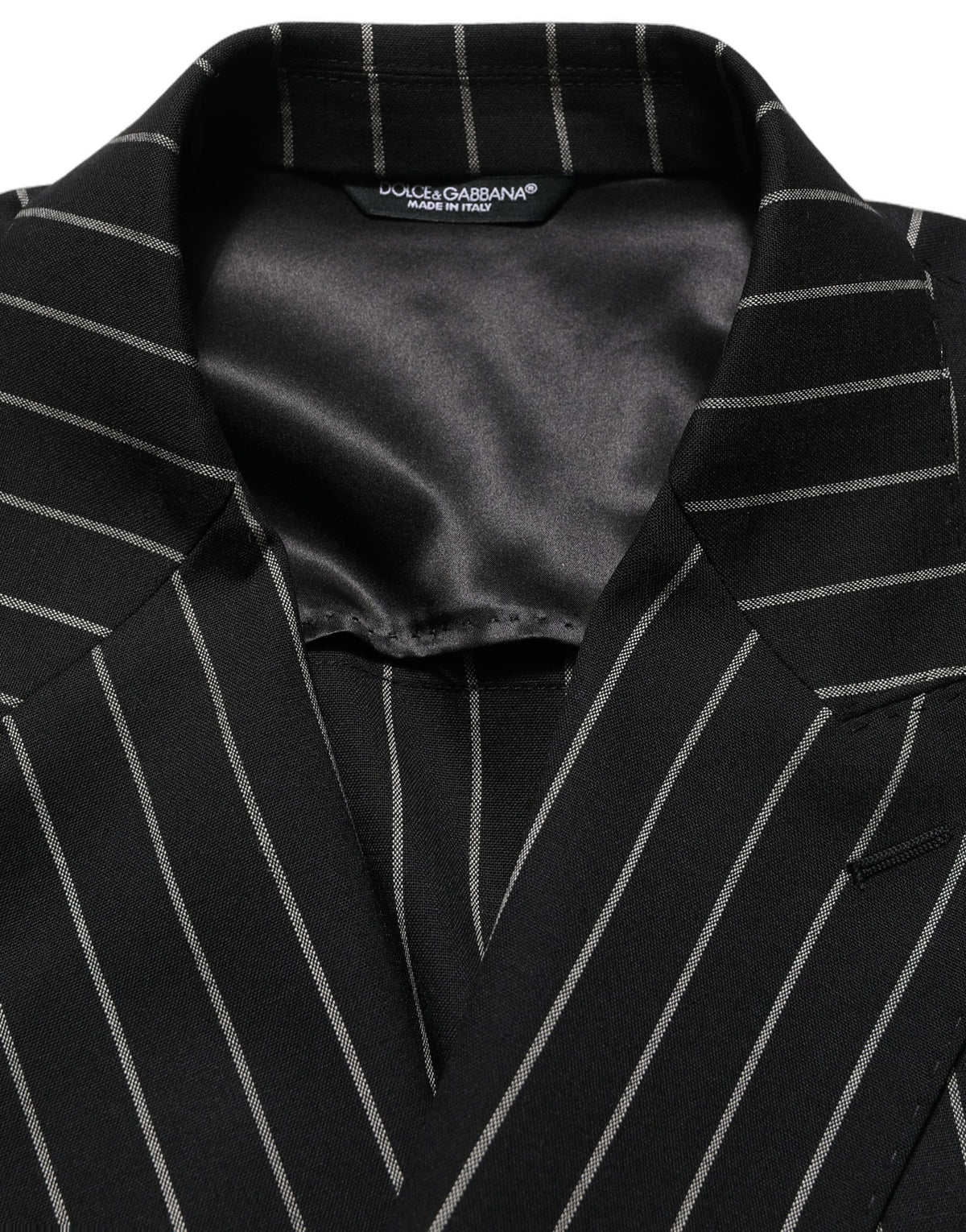 Dark Gray Stripes Wool Double Breasted Jacket