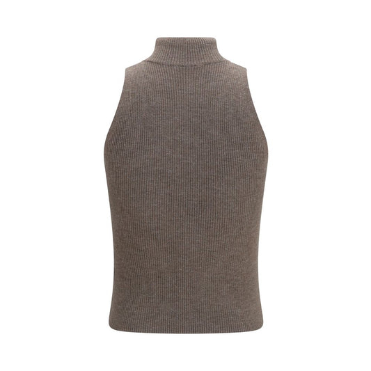 Brown Cashmere Sleeveless Jacket