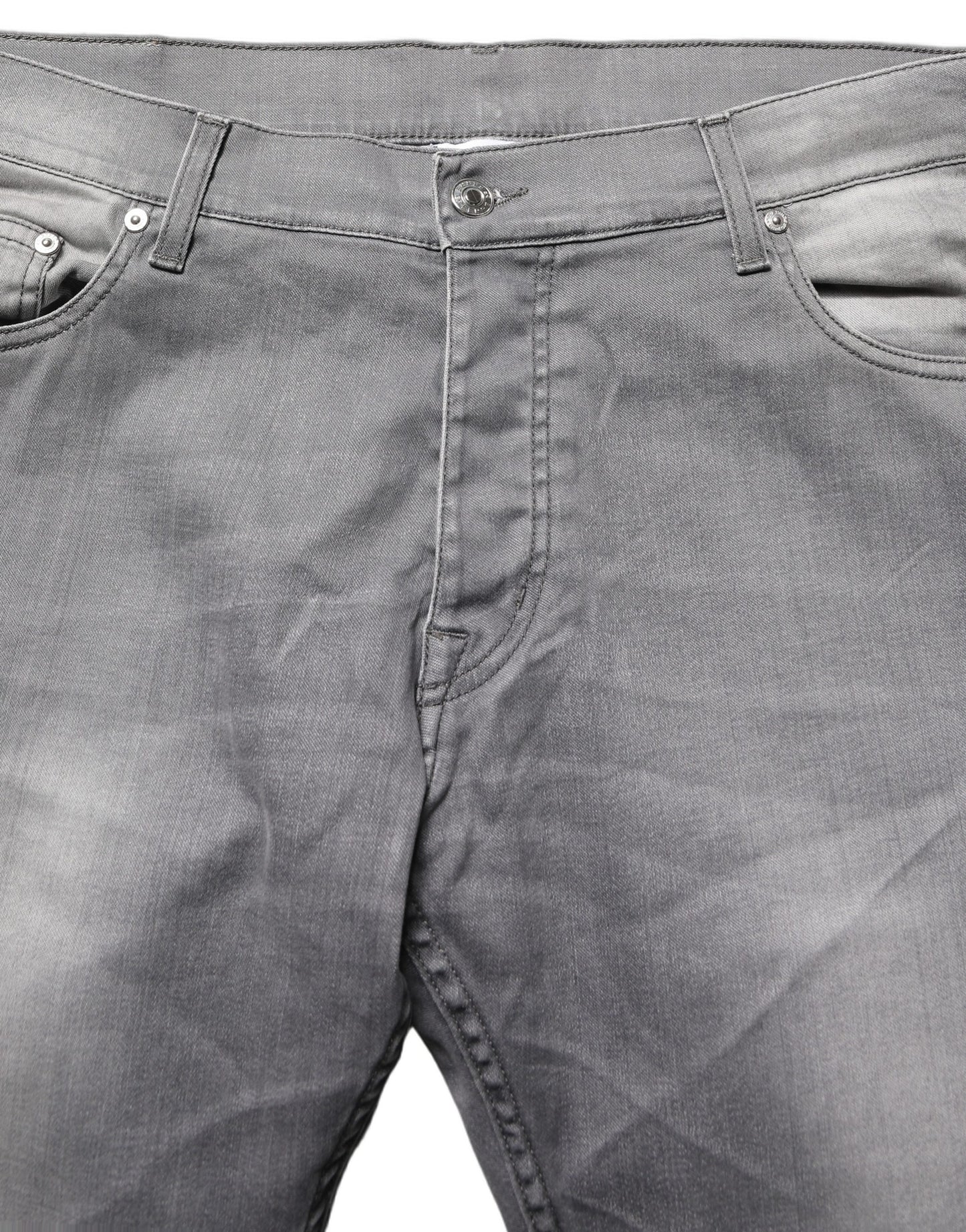 Gray Washed Mid Waist Straight Men Denim Trouser Jeans