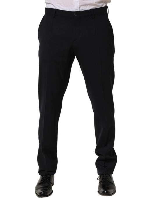 Black Wool Tapered Leg Dress Trouser Pants
