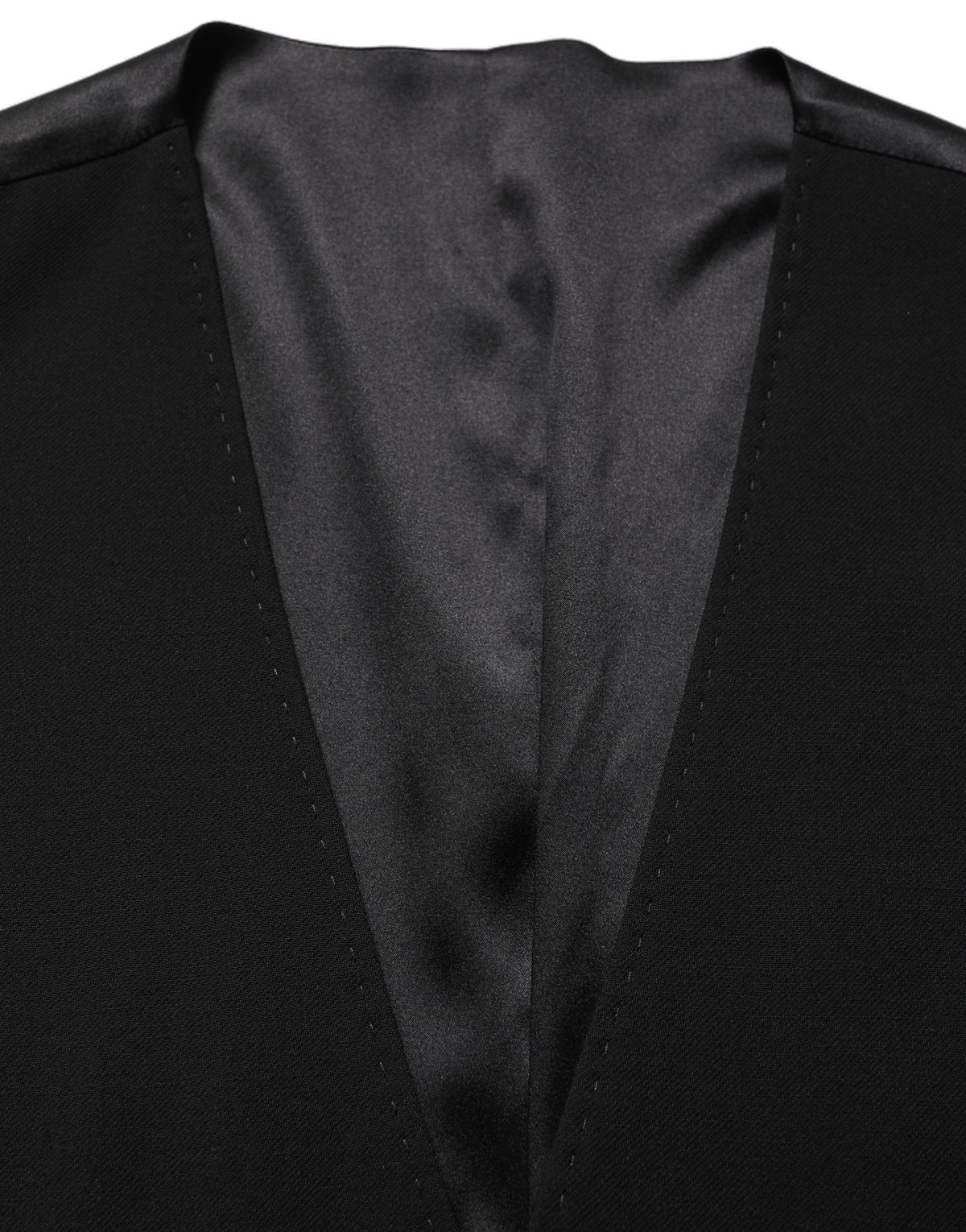 Black Wool Single Breasted Waistcoat Vest