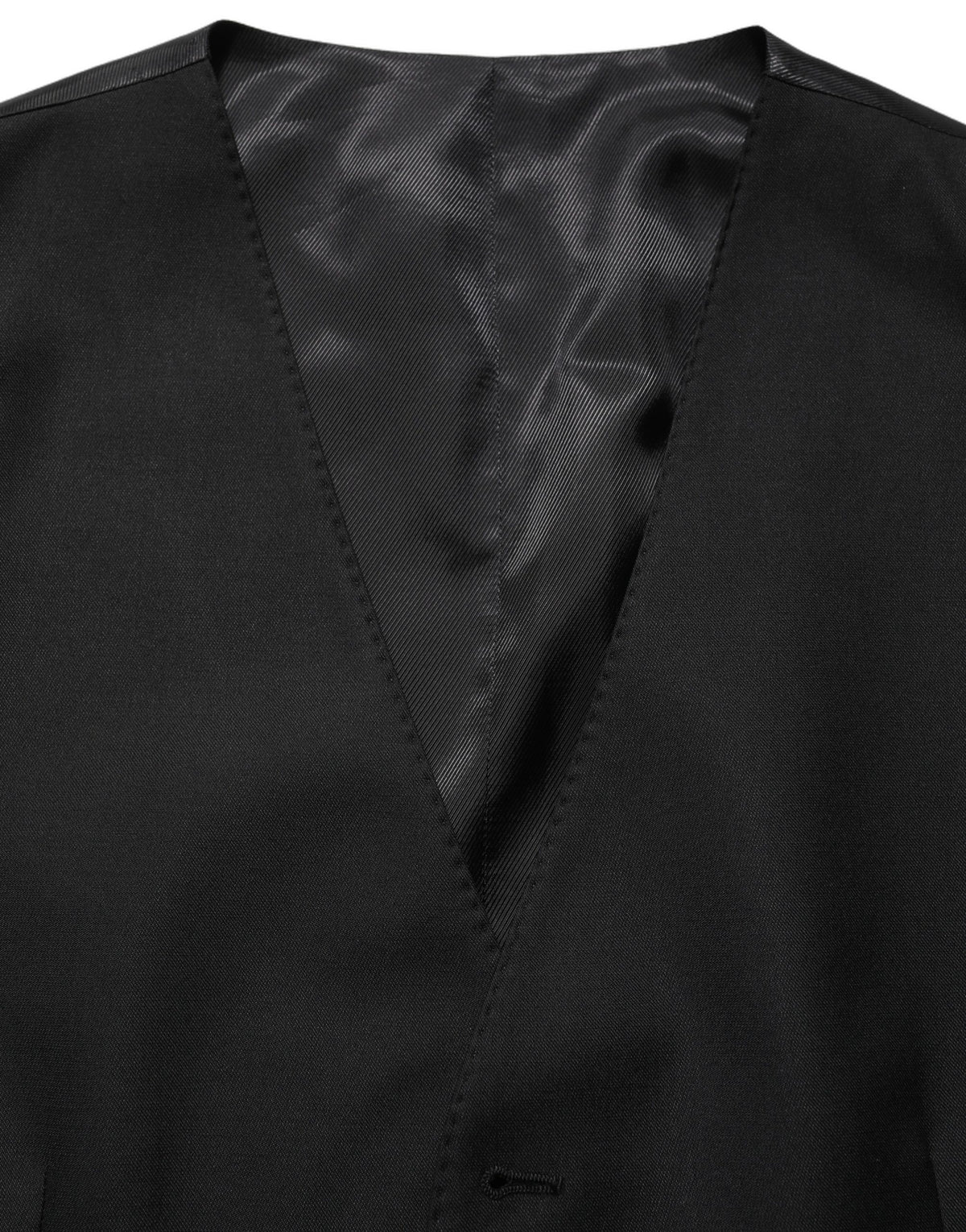 Black Wool Single Breasted Waistcoat Vest