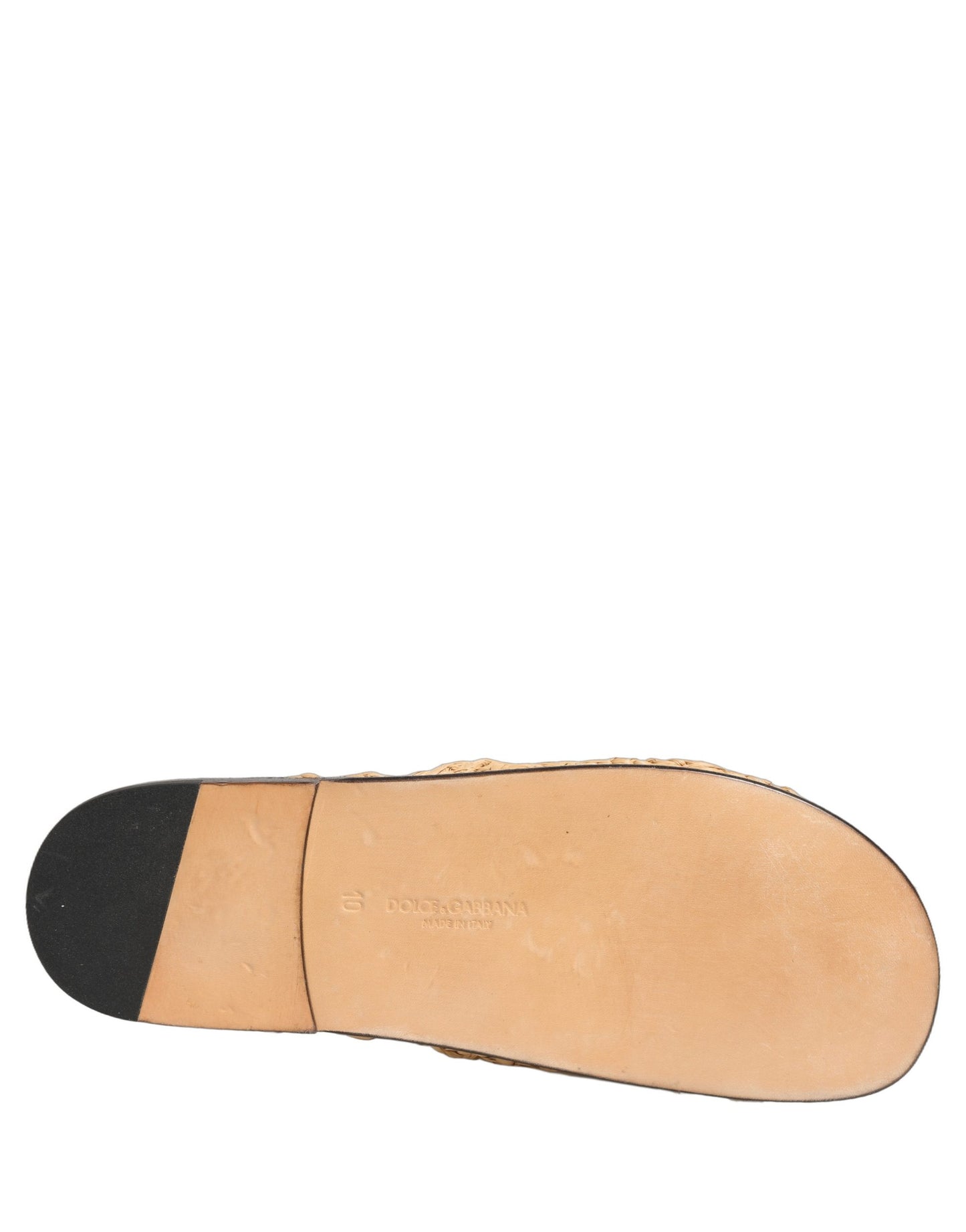 Beige Straw Raffia Slides Sandals Flats Shoes