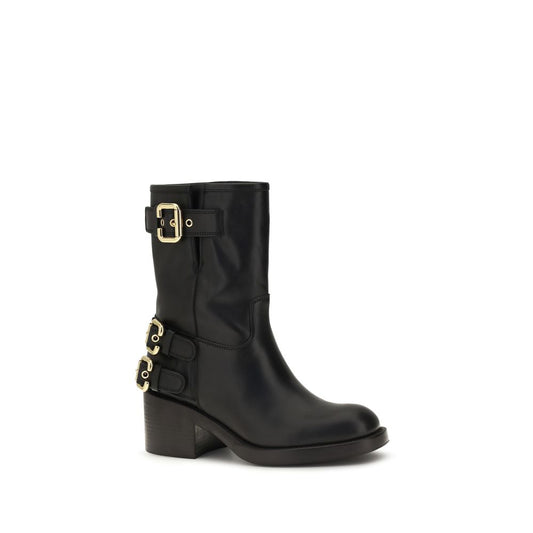 Black Calf Leather Bos Taurus Ankle Boots