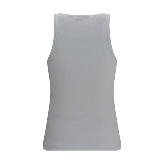 White Cotton Sleeveles T-Shirt