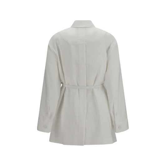 White Linen Full-Length Jacket