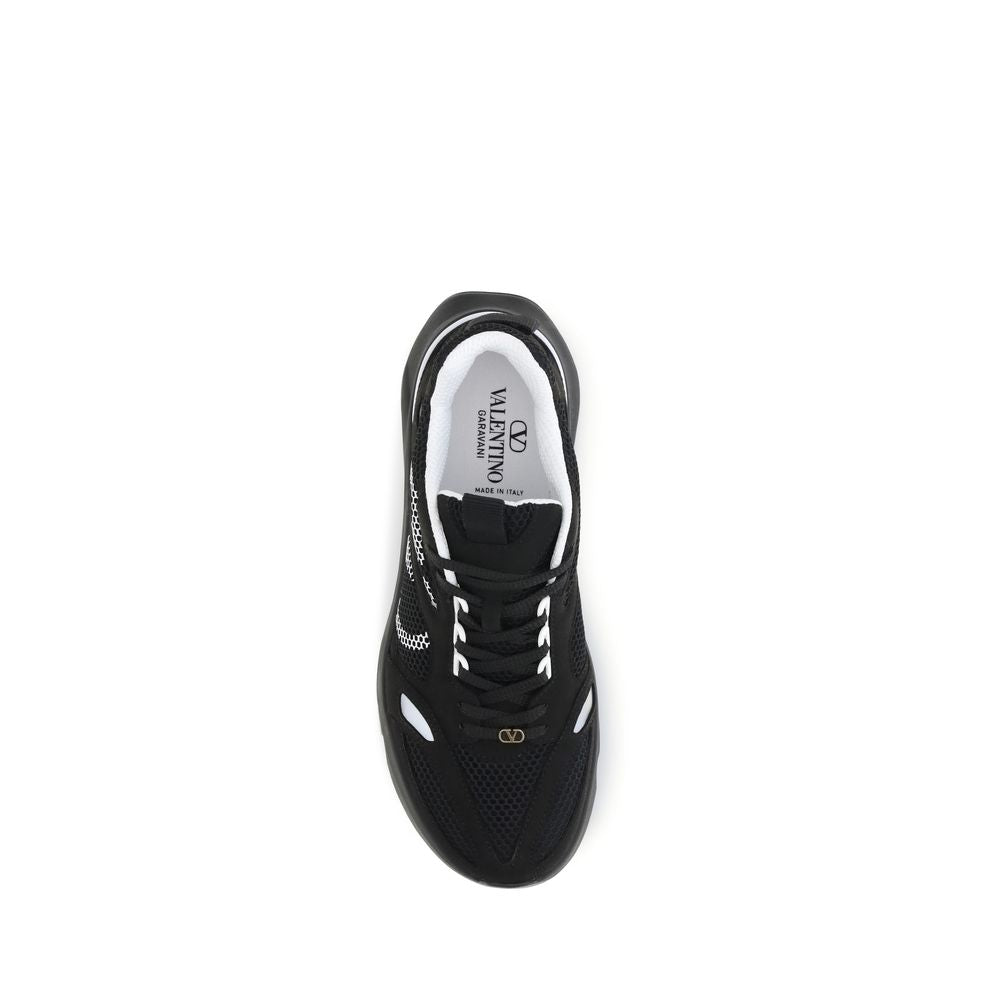 Black Polyester Athletic Sneakers