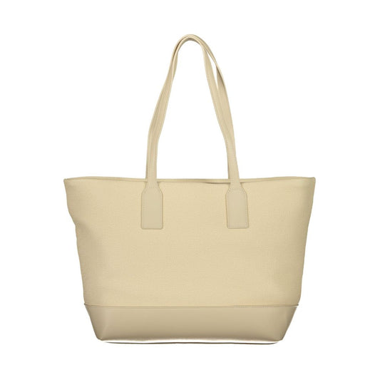 Beige Polyurethane Womens Bag