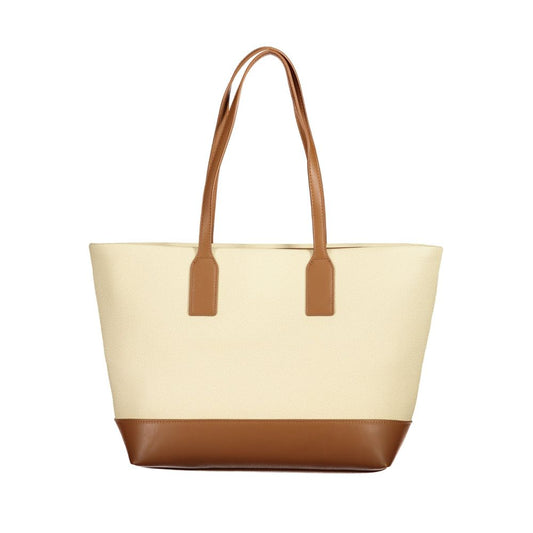Beige Polyurethane Women's Shoulder Bag