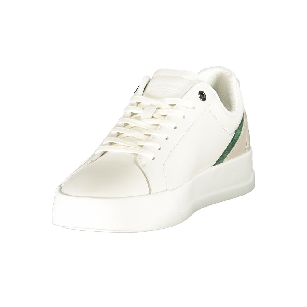White Polyester Athletic Sneakers