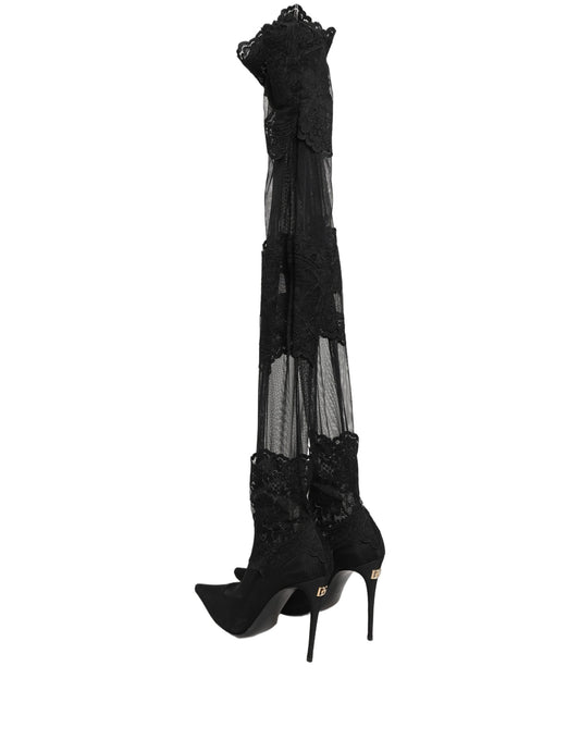 Black Over The Knee Sock Pumps Boots Shoes