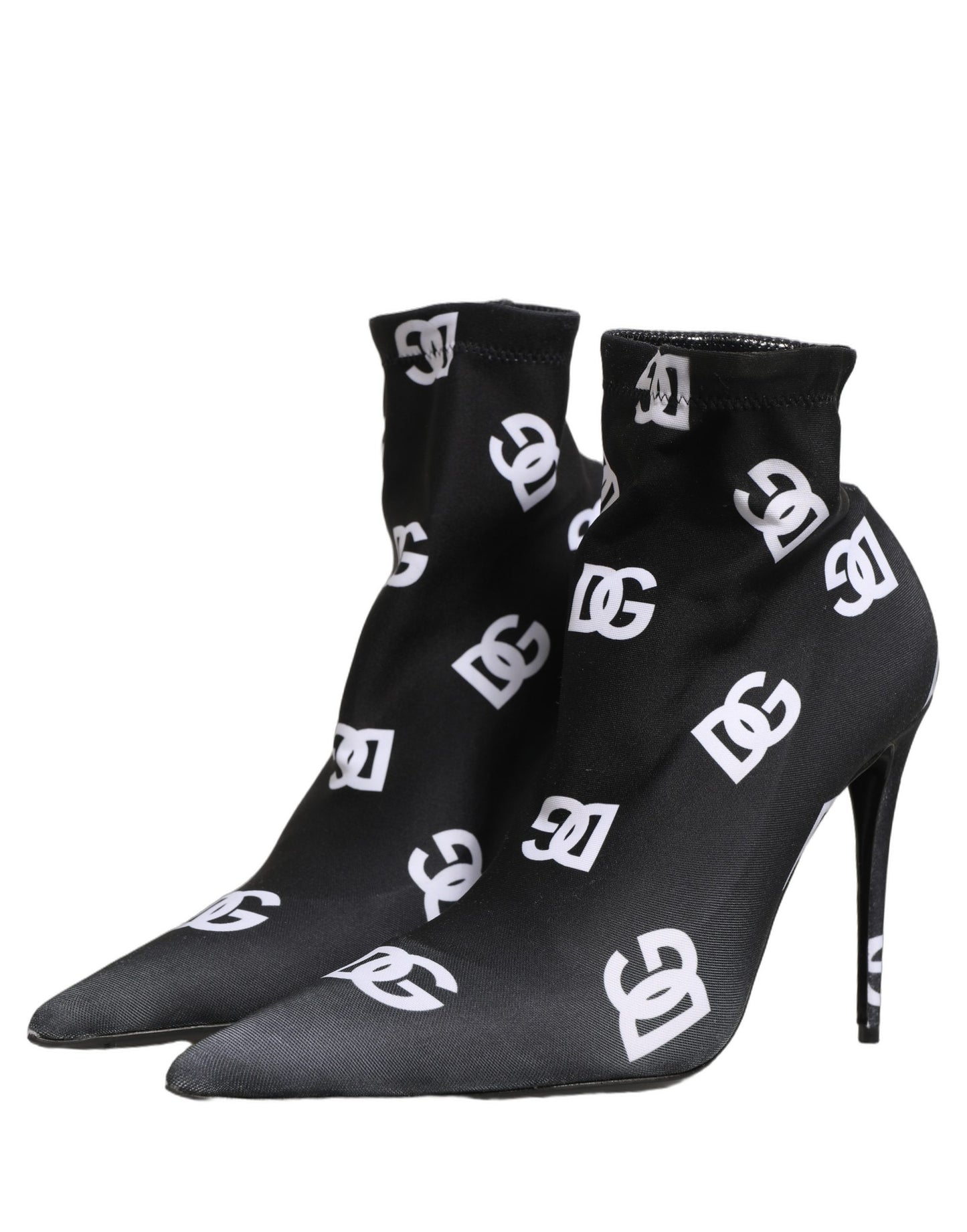 Black Logo Stretch Heels Ankle Boots Shoes