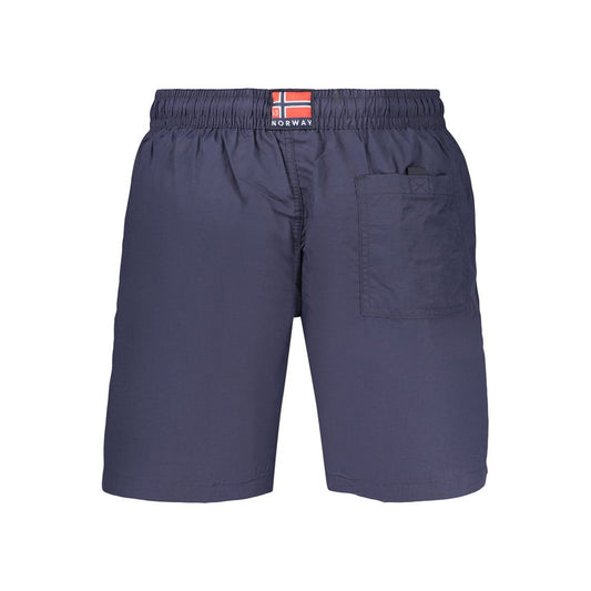 Blue Polyamide Men's Swim Boxer
