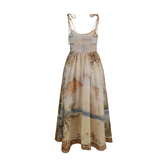 Beige Linen Casual Dress