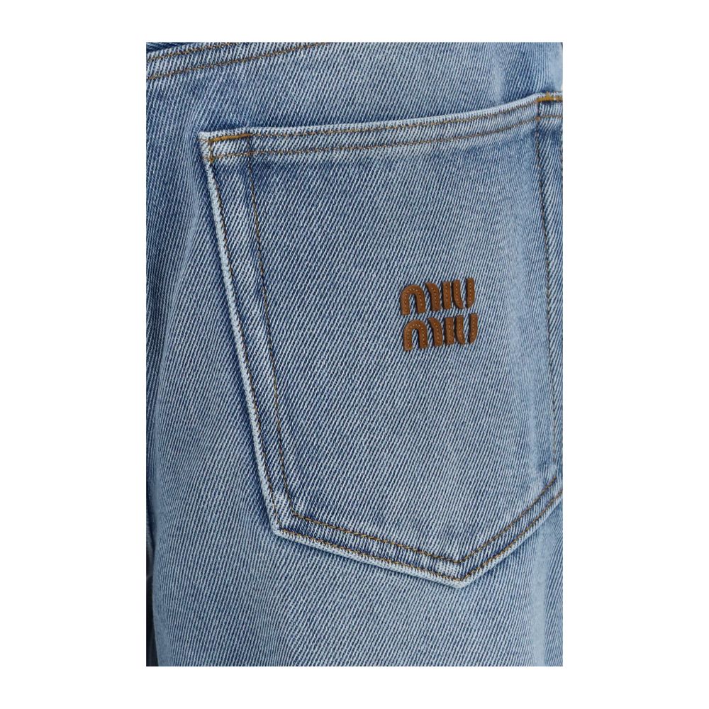 Blue Polyester Relaxed Fit Jeans