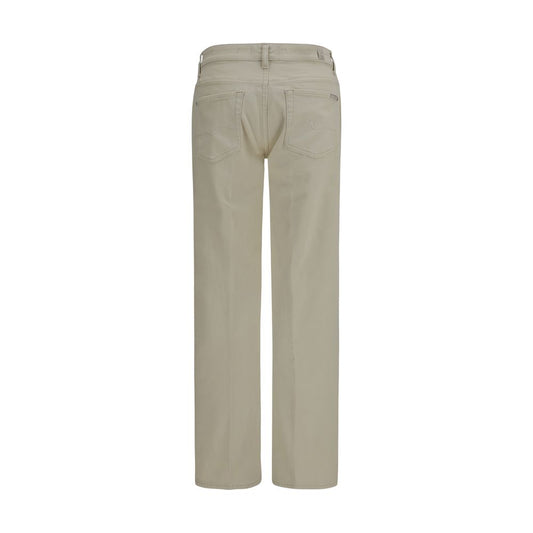 Beige Cotton Straight-Leg Jeans