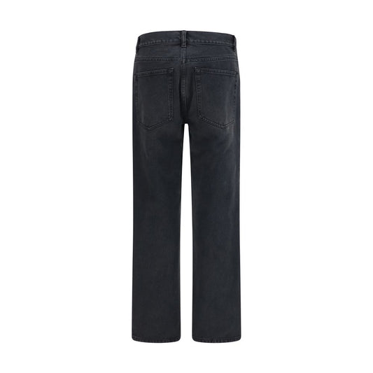 Black Cotton Straight-Leg Jeans