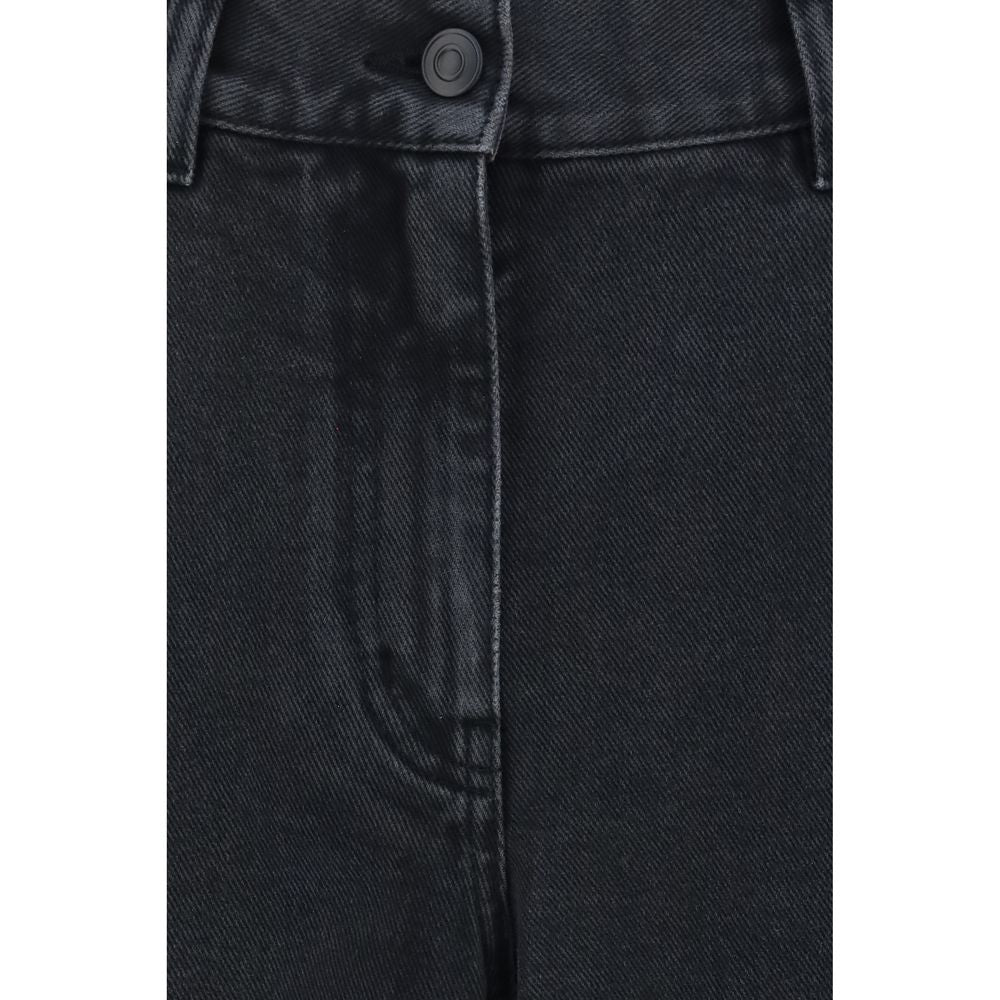 Black Cotton Straight-Leg Jeans