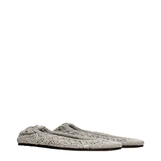 Gray Fabric Ballet Flats