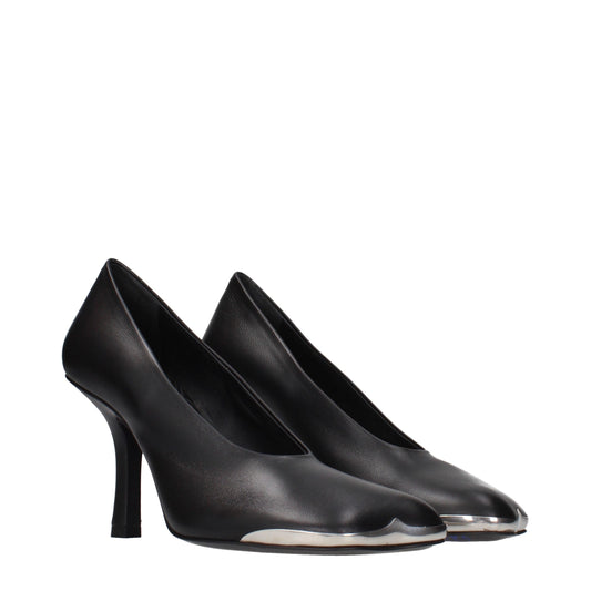 Black Leather High Heel Pumps