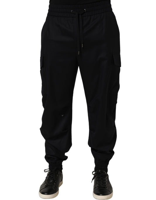 Black Mid Waist Cargo Jogger Sweatpants Pants