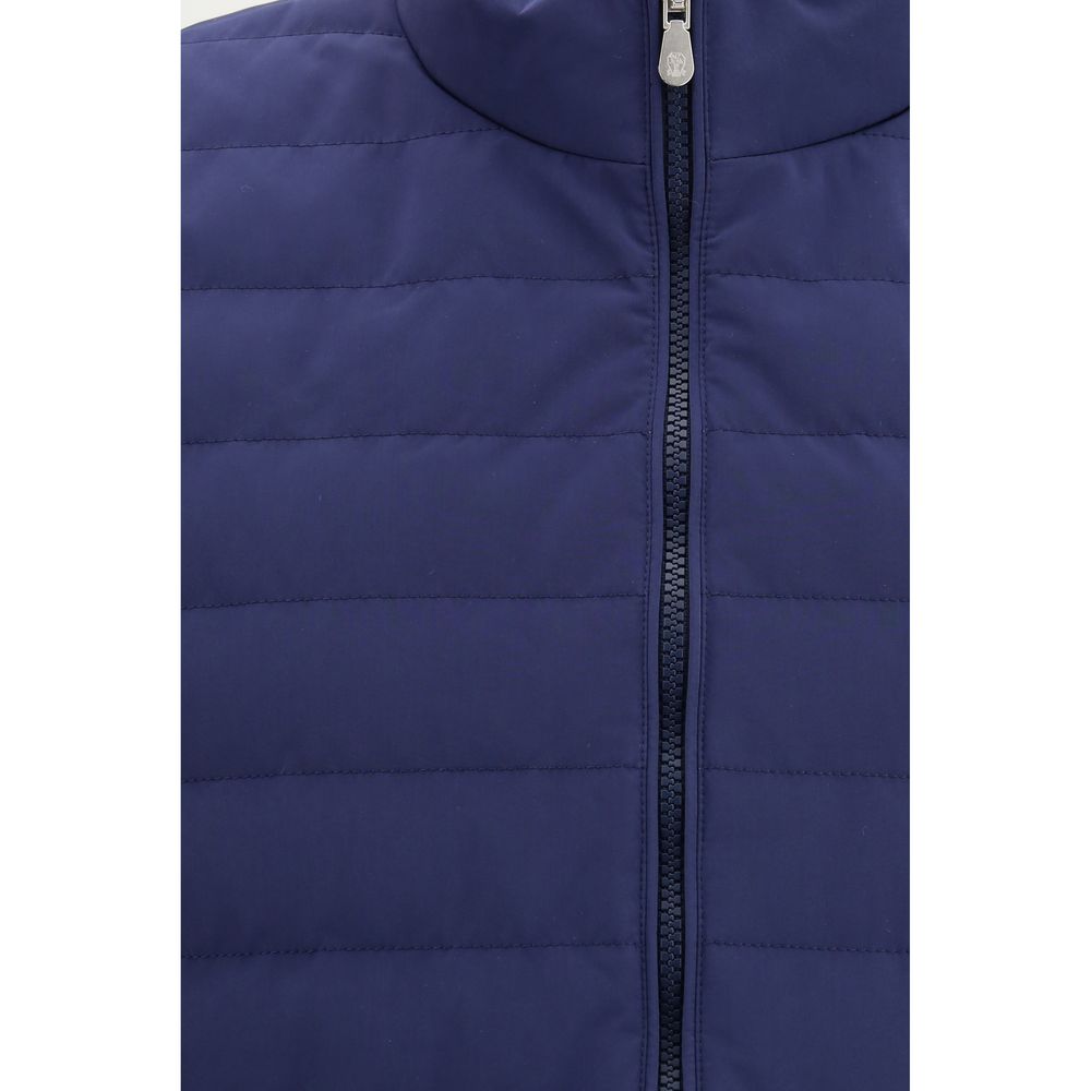 Blue Polyester Sleeveless Jacket