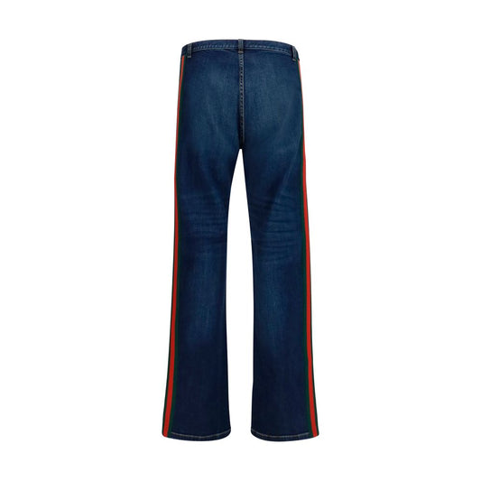 Blue Cotton Flared Jeans