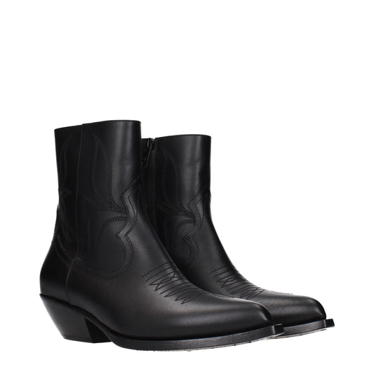 Black Leather Ankle Boots