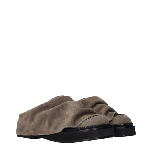 Gray Leather Slippers