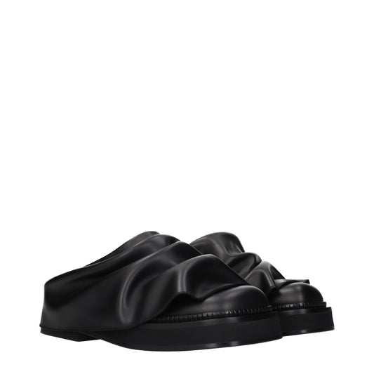 Black Leather Slippers