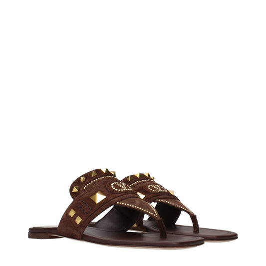 Brown Leather Flip-Flop Sandals